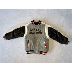 Youth Boy's Harley Davidson Reversable Faux Leather Patch/Embroider Coat Size 6